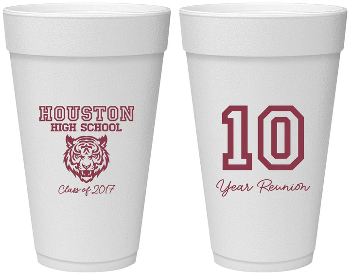 Personalized Class Reunion 20 oz Foam Cups - Class Of 2017 10 Year | 140015
