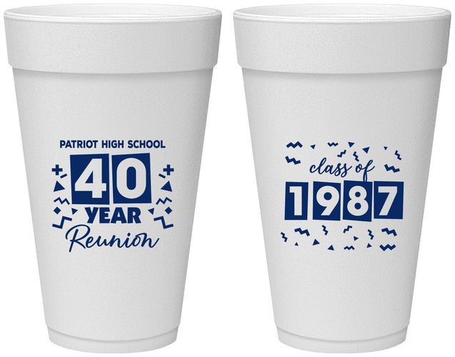Personalized Class Reunion 20 oz Foam Cups - Class Of 1987 40 Year | 140018