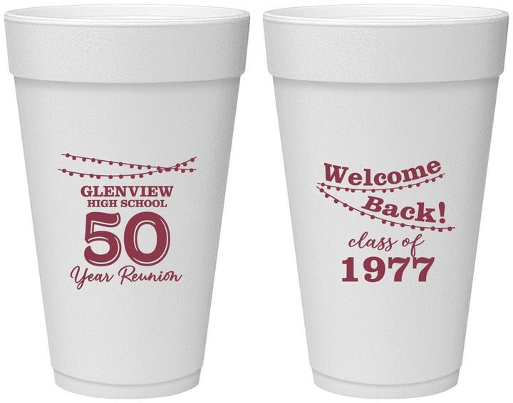 Personalized Class Reunion 20 oz Foam Cups - Class Of 1977 50 Year | 140019
