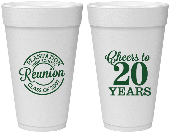 Personalized Class Reunion 20 oz Foam Cups - Class Of 2007 20 Year | 140021