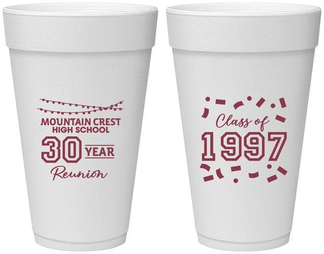Personalized Class Reunion 20 oz Foam Cups - Class Of 1997 30 Year | 140027