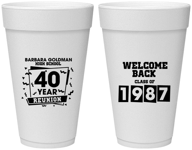 Personalized Class Reunion 20 oz Foam Cups - Class Of 1987 40 Year | 140028
