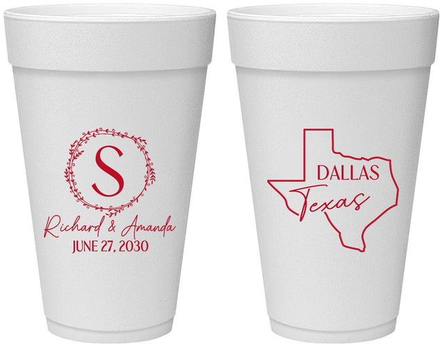 Personalized Wedding 20 oz Foam Cups - Texas | 142