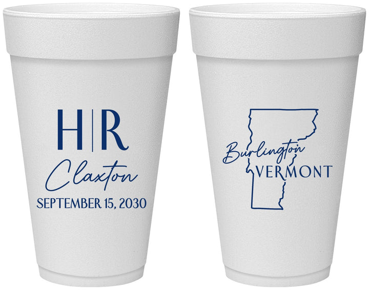 Personalized Wedding 20 oz Foam Cups - Vermont | 144