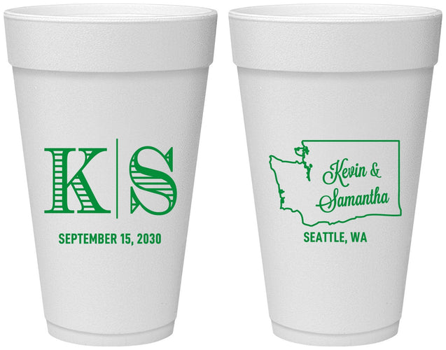 Personalized Wedding 20 oz Foam Cups - Washington | 146
