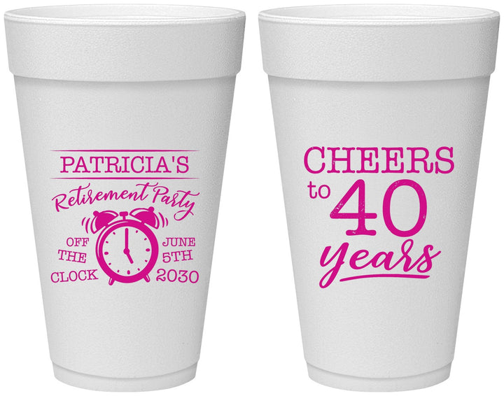 Personalized Retirement 20 oz Foam Cups - Off The Clock | 150000