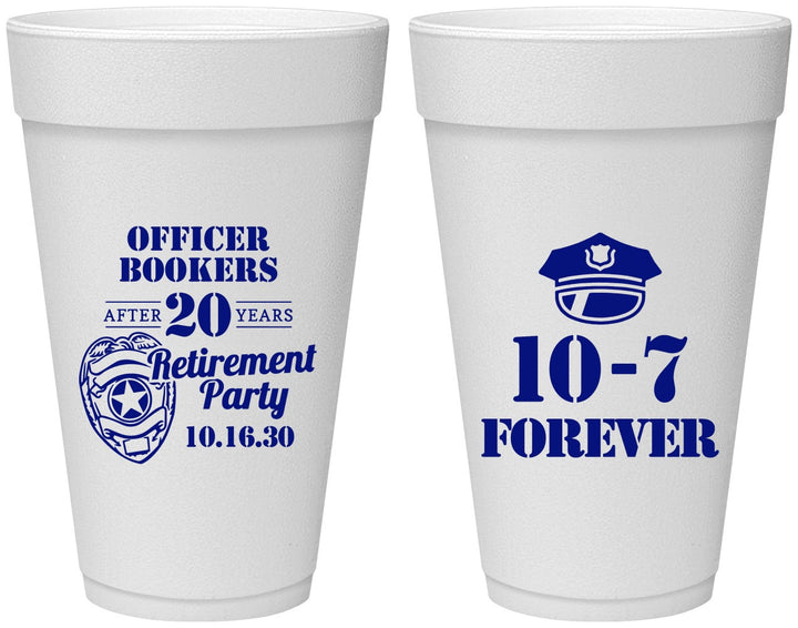 Personalized Retirement 20 oz Foam Cups - Police Officer | 150012