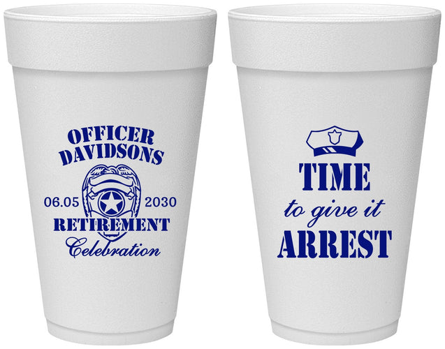 Personalized Retirement 20 oz Foam Cups - Police Officer | 150014