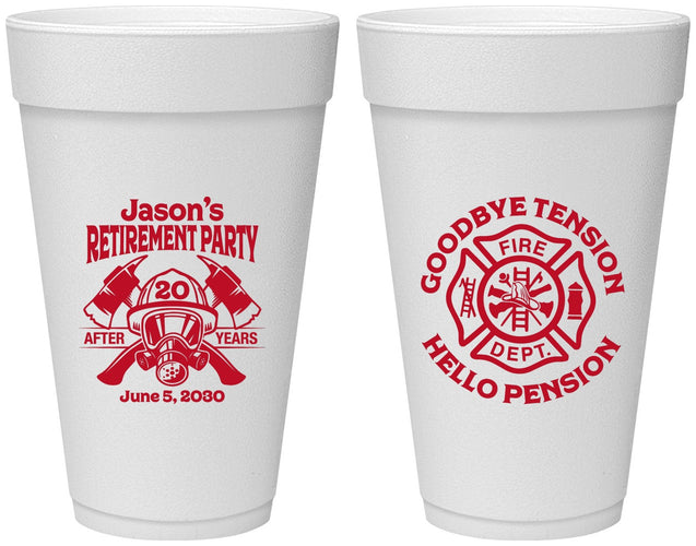 Personalized Retirement 20 oz Foam Cups - Firefighter | 150015