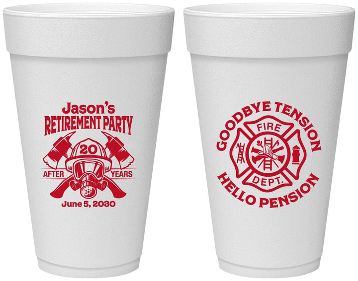 Personalized Retirement 20 oz Foam Cups - Firefighter | 150015
