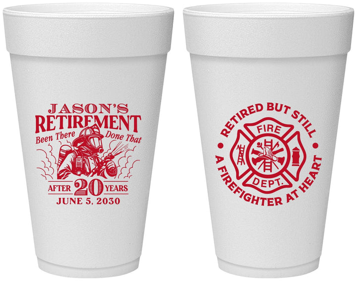 Personalized Retirement 20 oz Foam Cups - Firefighter | 150016