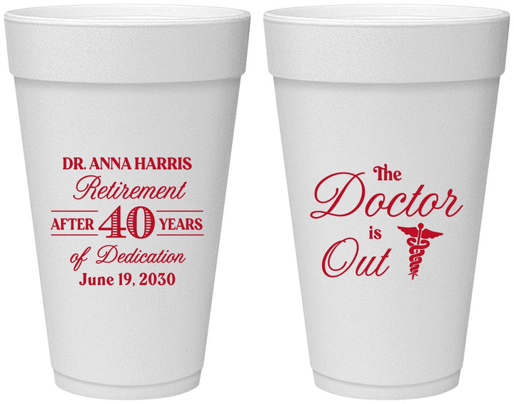 Personalized Retirement 20 oz Foam Cups - Doctor | 150017