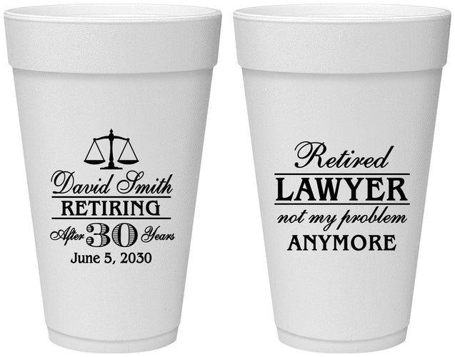 Personalized Retirement 20 oz Foam Cups - Lawyer | 150025