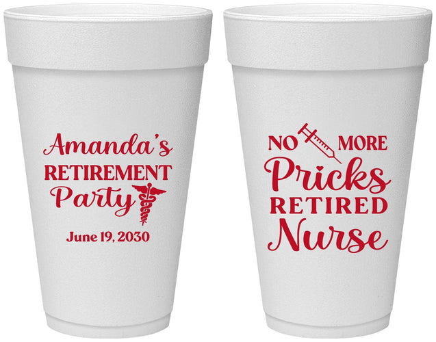 Personalized Retirement 20 oz Foam Cups - Nurse | 150027