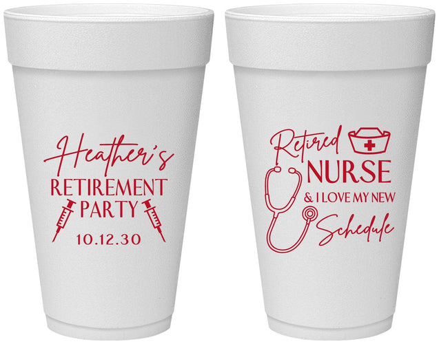 Personalized Retirement 20 oz Foam Cups - Nurse | 150028