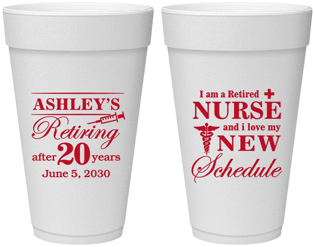 Personalized Retirement 20 oz Foam Cups - Nurse | 150029