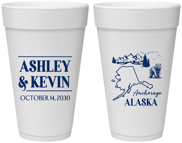 Personalized Wedding 20 oz Foam Cups - Alaska | 151