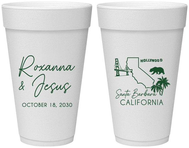Personalized Wedding 20 oz Foam Cups - California | 154