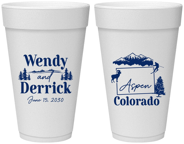Personalized Wedding 20 oz Foam Cups - Colorado | 155