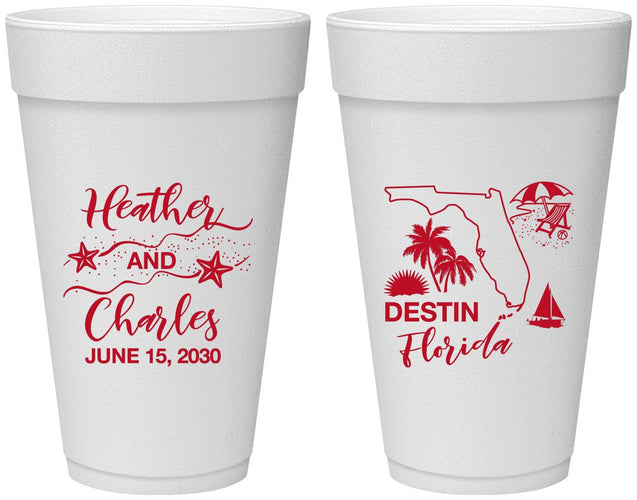 Personalized Wedding 20 oz Foam Cups - Florida | 158