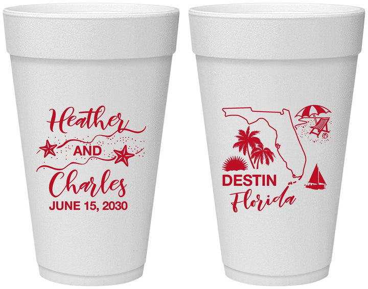Personalized Wedding 20 oz Foam Cups - Florida | 158