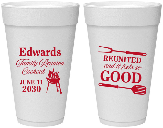 Personalized Family Reunion 20 oz Foam Cups - Bbq Reunited | 160001