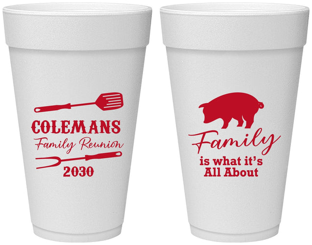 Personalized Family Reunion 20 oz Foam Cups - Bbq Barbeque | 160002