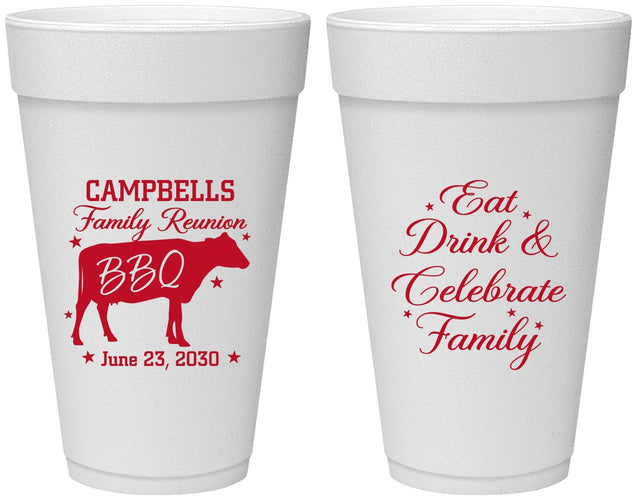 Personalized Family Reunion 20 oz Foam Cups - Bbq Eat Drink | 160004