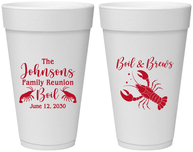 Personalized Family Reunion 20 oz Foam Cups - Crawfish Boil | 160005