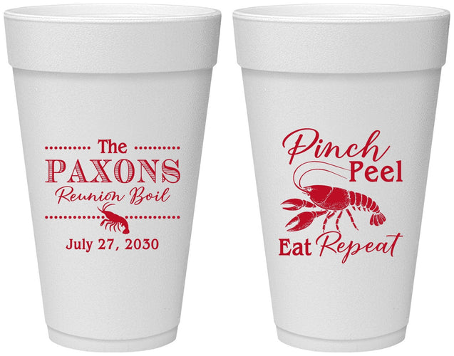 Personalized Family Reunion 20 oz Foam Cups - Crawfish Boil | 160006