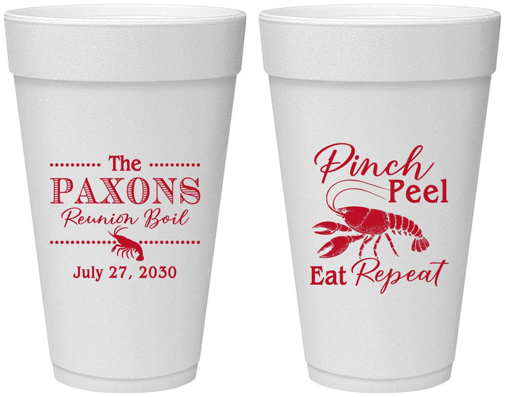 Personalized Family Reunion 20 oz Foam Cups - Crawfish Boil | 160006
