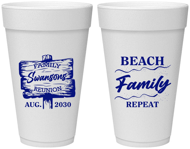 Personalized Family Reunion 20 oz Foam Cups - Beach Family Repeat | 160013