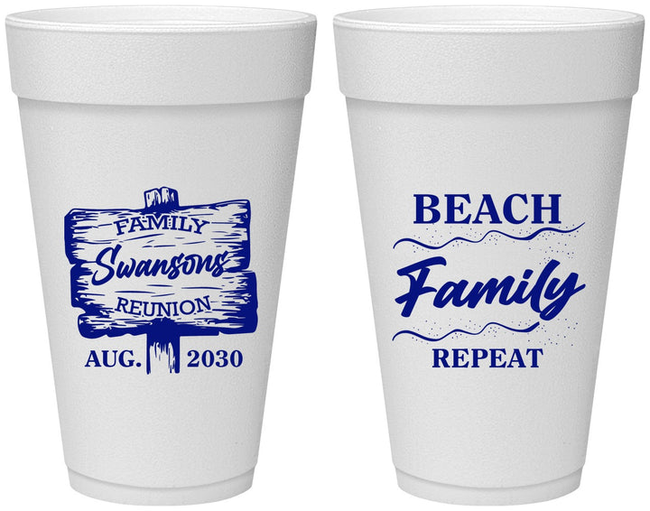 Personalized Family Reunion 20 oz Foam Cups - Beach Family Repeat | 160013
