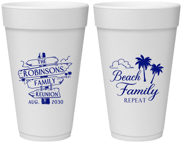 Personalized Family Reunion 20 oz Foam Cups - Beach Family Repeat | 160014