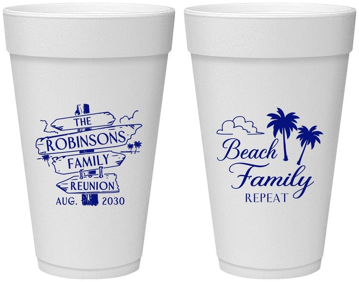 Personalized Family Reunion 20 oz Foam Cups - Beach Family Repeat | 160014