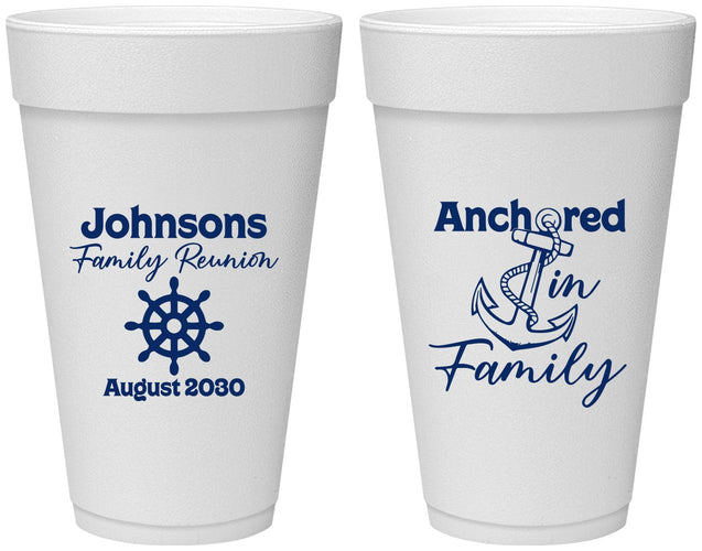Personalized Family Reunion 20 oz Foam Cups - Cruise Nautical | 160020