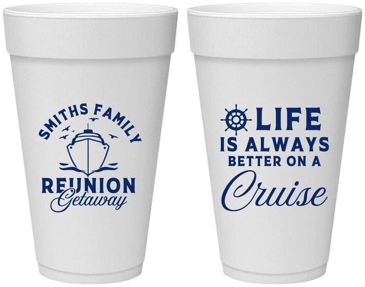 Personalized Family Reunion 20 oz Foam Cups - Cruise Nautical | 160022