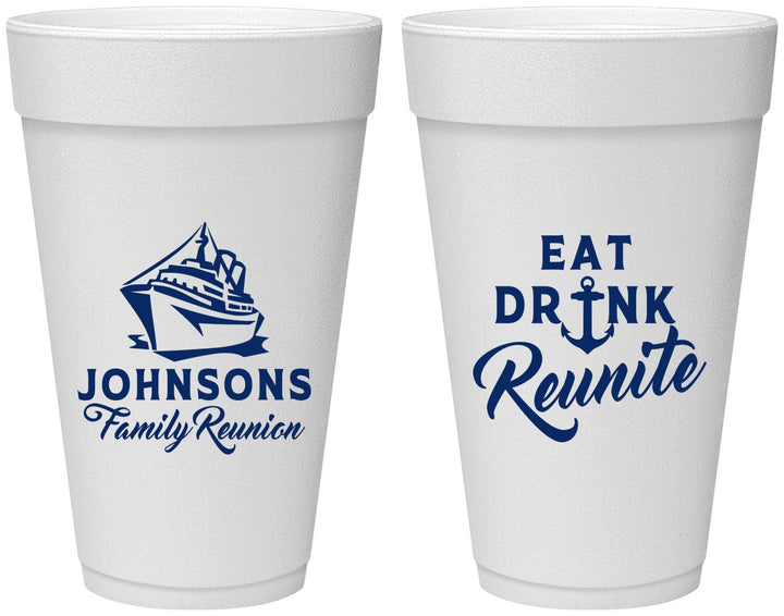 Personalized Family Reunion 20 oz Foam Cups - Cruise Nautical | 160023