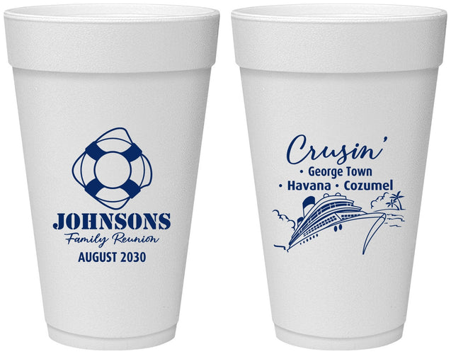 Personalized Family Reunion 20 oz Foam Cups - Cruise Crusin | 160025