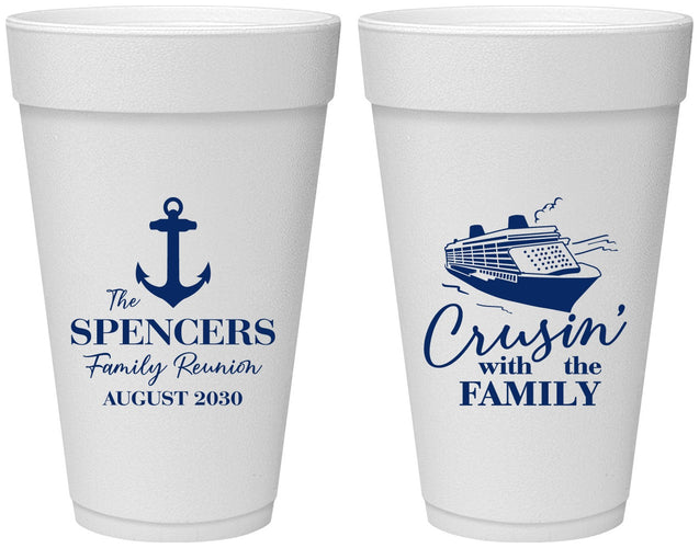 Personalized Family Reunion 20 oz Foam Cups - Cruise Crusin | 160026