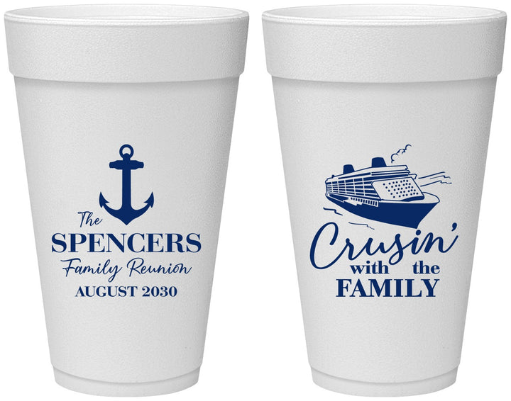 Personalized Family Reunion 20 oz Foam Cups - Cruise Crusin | 160026