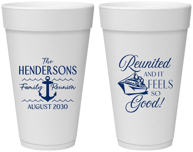 Personalized Family Reunion 20 oz Foam Cups - Cruise Anchor | 160027