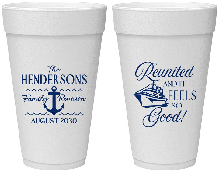 Personalized Family Reunion 20 oz Foam Cups - Cruise Anchor | 160027