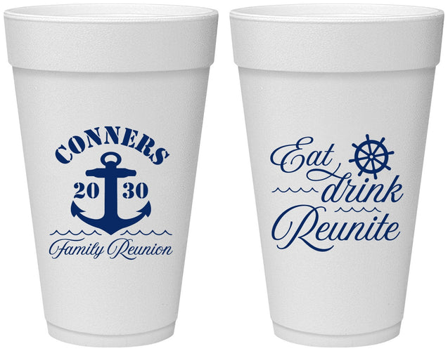 Personalized Family Reunion 20 oz Foam Cups - Cruise Anchor | 160028