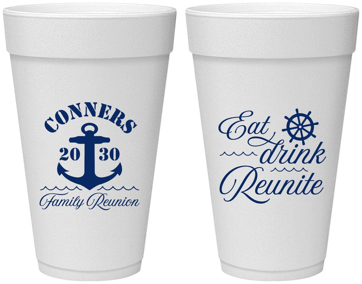 Personalized Family Reunion 20 oz Foam Cups - Cruise Anchor | 160028