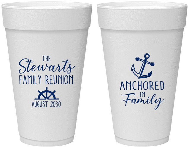 Personalized Family Reunion 20 oz Foam Cups - Cruise Anchor | 160029