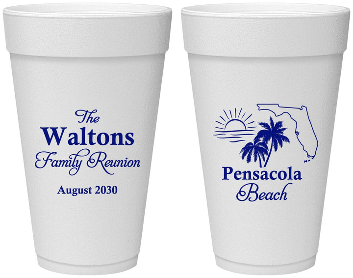 Personalized Family Reunion 20 oz Foam Cups - Florida Beach | 160036