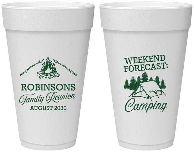 Personalized Family Reunion 20 oz Foam Cups - Camping | 160044