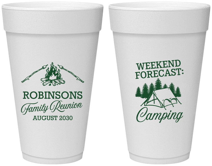 Personalized Family Reunion 20 oz Foam Cups - Camping | 160044