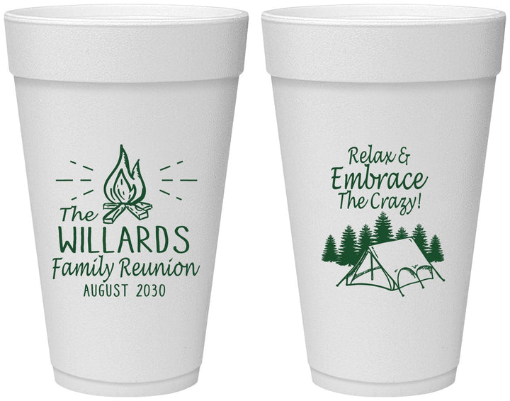 Personalized Family Reunion 20 oz Foam Cups - Camping | 160045